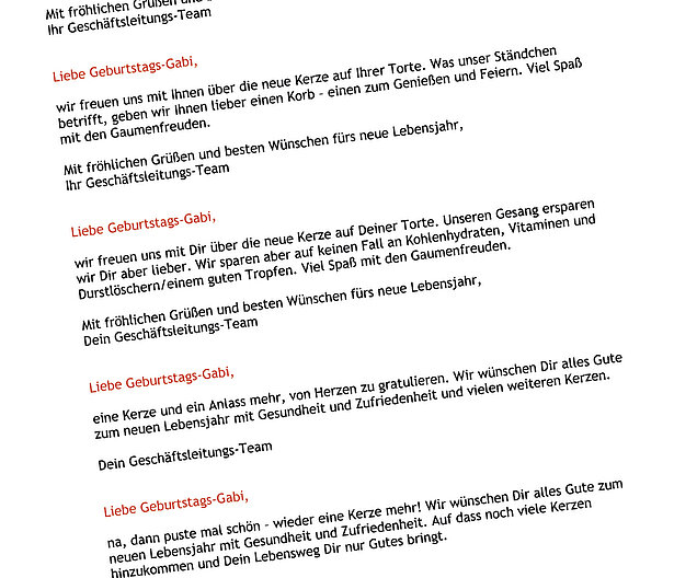 Textvorschläge für eine Geburtstagskarte für Mitarbeiter